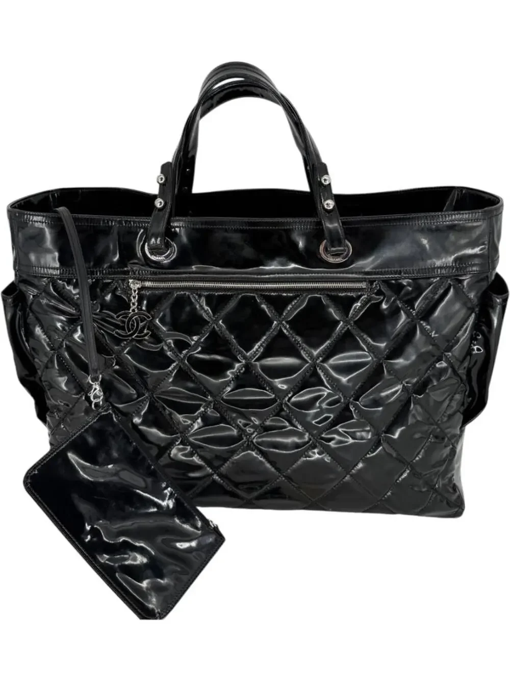 Chanel Paris-Biarritz XL Tote in Black Patent Vinyl